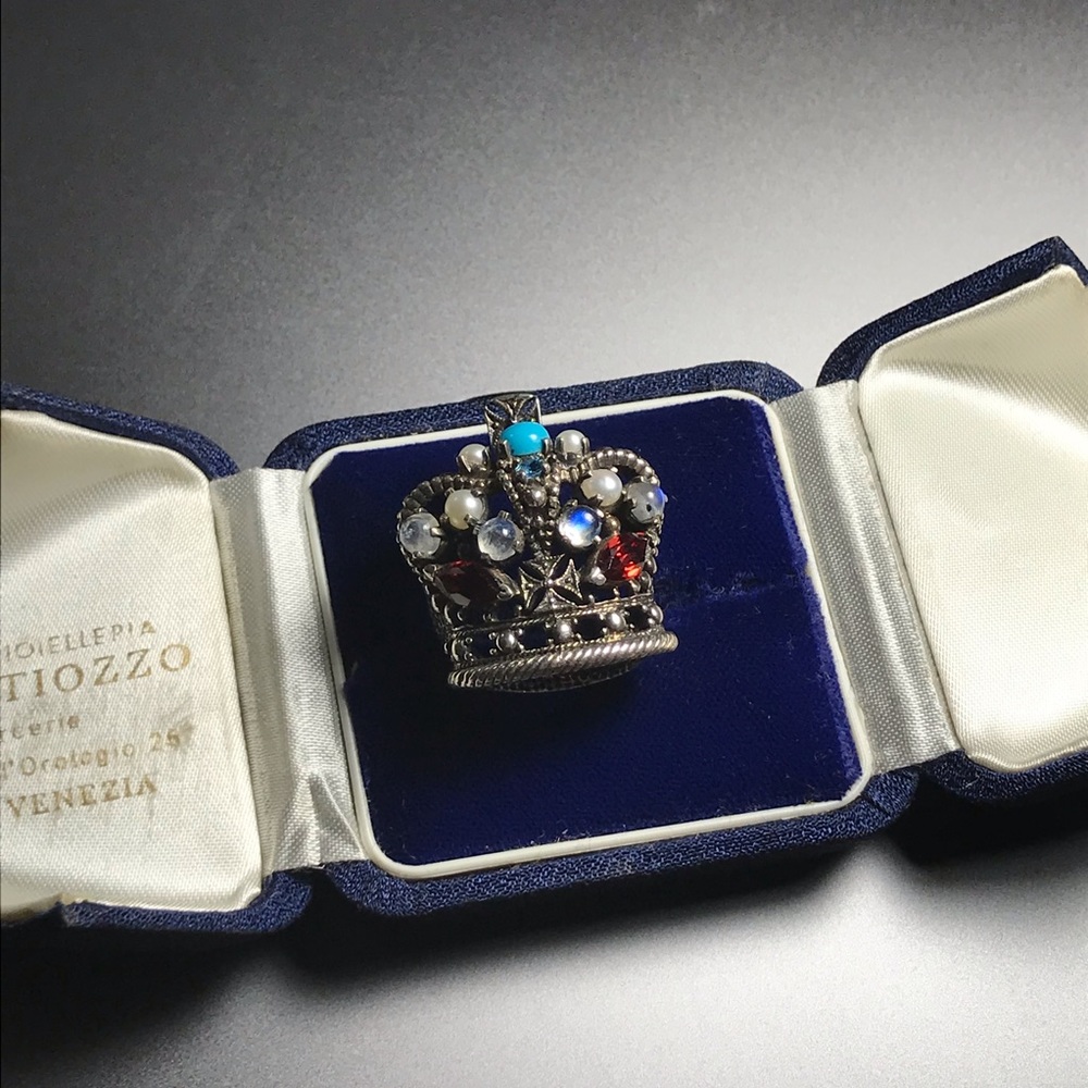 IMPERIAL CROWN MULTISTONES STERLING SILVER RING - Picture 2 of 8